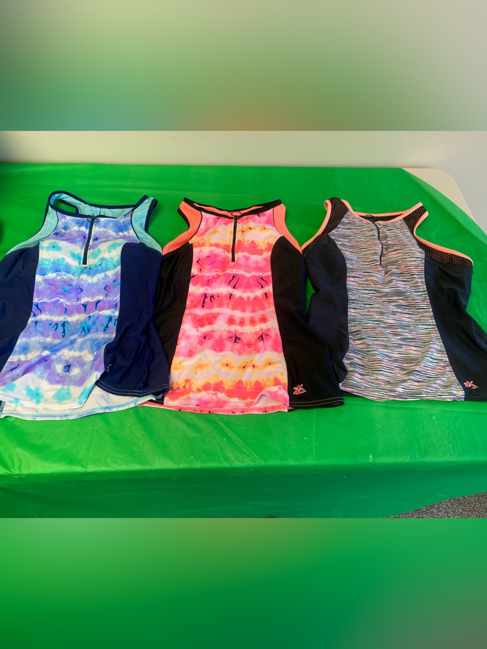 Athletic Women's Multicolor Tank Top - Pink Tie-Dye, Blue Tie-Dye, Striped